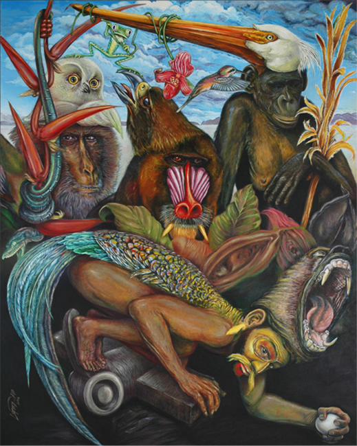 Juan Lopezdabdoub's painting image. The Garden of Earthly Delights after El Bosco Oil on canvas. 60" x 48"